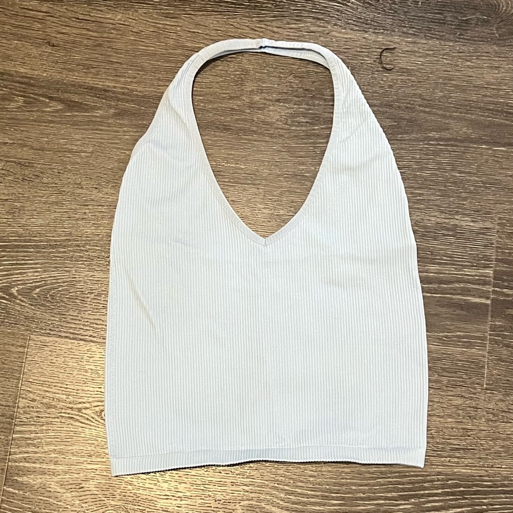 Urban Outfitters Baby Blue Ribbed Halter Top
